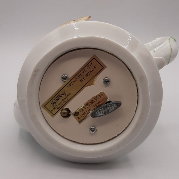 Otagiri Enesco Teapot Music Box 1995 Floral Butterfly Wind Beneath My Wings Song - Picture 6 of 7